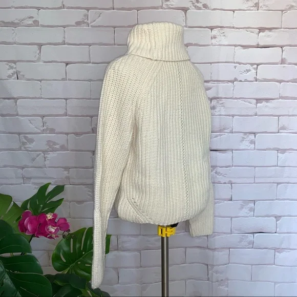 RAG & BONE CeCe Funnel Neck 100% Wool Pullover Ivory Beige Cream M $549 - Picture 9 of 13